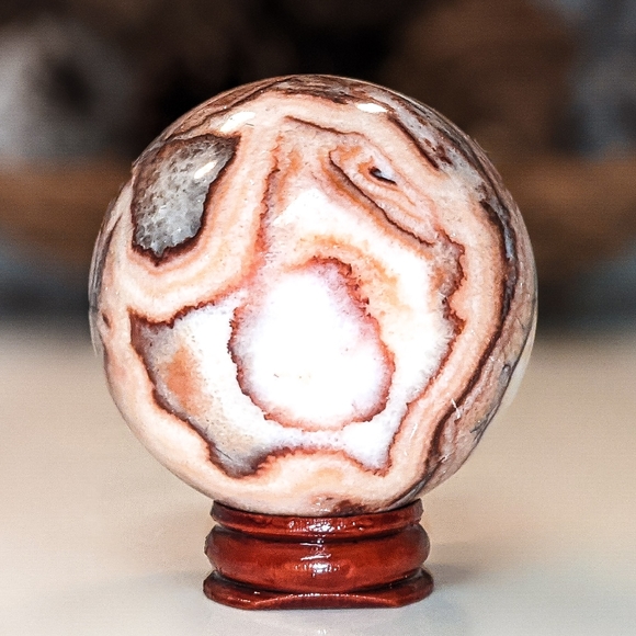 7cm Rhodochrosite Crystal Pork Stone Gemstone Sphere Over 300g! - Picture 3 of 8